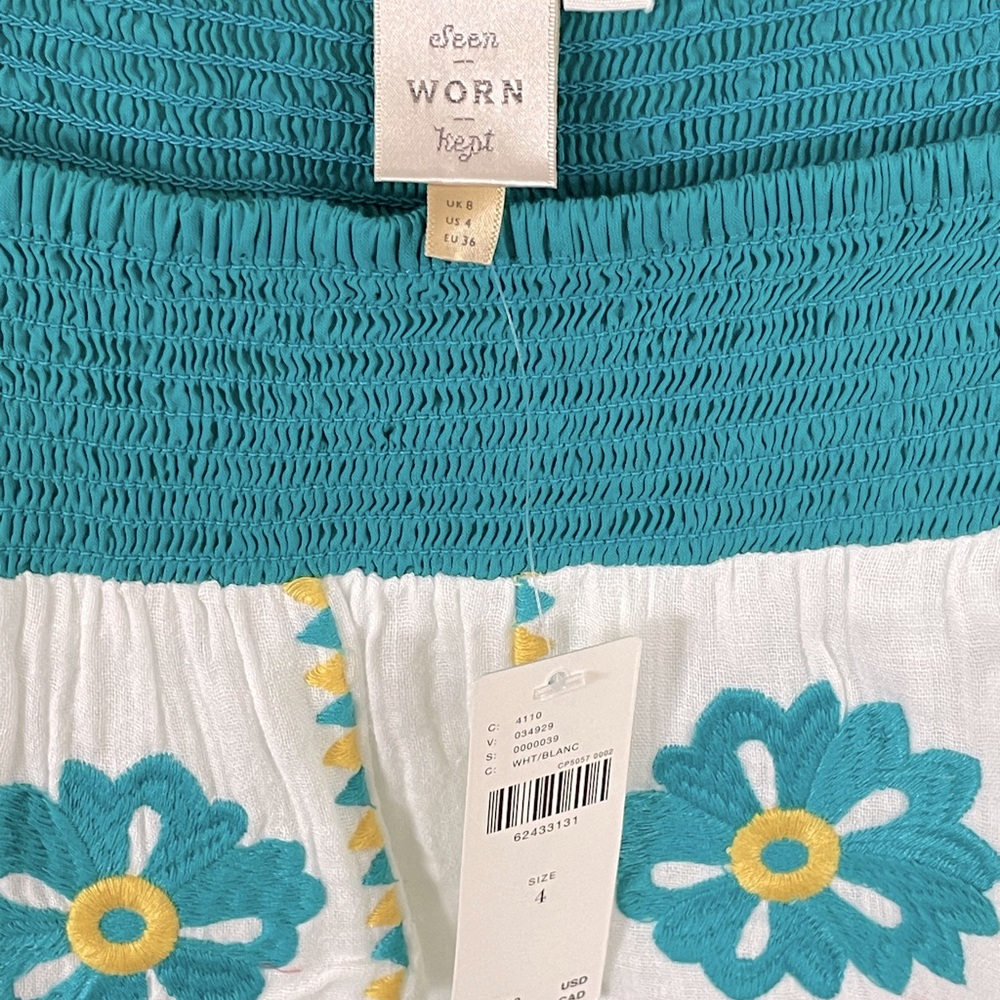 ANTHROPOLOGIE Embroidered Cotton Tunic Top - Women’s Size 4 - New - Picture 5 of 11